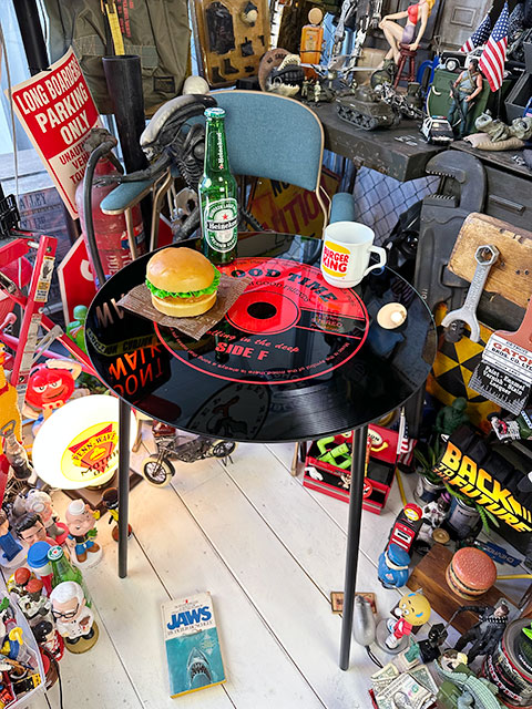 LPレコード　ガラステーブル　（レッド）　■　アメリカン雑貨　アメリカ雑貨 |  | 05