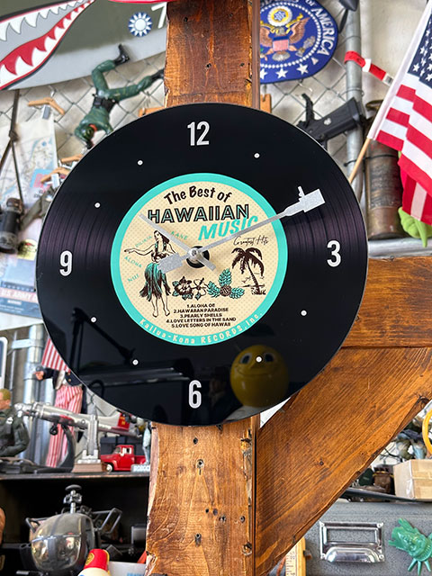 ハワイアン　レコードクロック　（スカイブルー）　■　アメリカン雑貨　アメリカ雑貨　壁掛時計　掛時計 | 