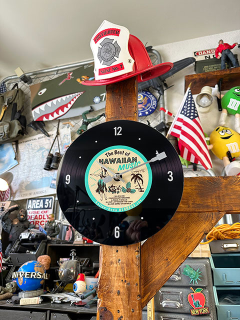 ハワイアン　レコードクロック　（スカイブルー）　■　アメリカン雑貨　アメリカ雑貨　壁掛時計　掛時計 |  | 05
