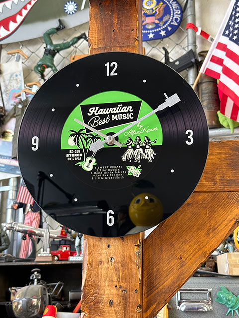 ハワイアン　レコードクロック　（グリーン）　■　アメリカン雑貨　アメリカ雑貨　壁掛時計　掛時計｜candytower