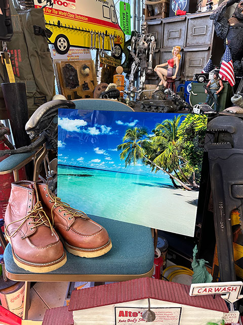 ウエストコースト　ガラスアートピクチャー　Lサイズ　（パームツリー＆ビーチ）　■　アメリカン雑貨　アメリカ雑貨 |  | 07