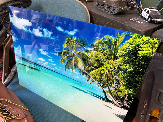 ウエストコースト　ガラスアートピクチャー　Lサイズ　（パームツリー＆ビーチ）　■　アメリカン雑貨　アメリカ雑貨 |  | 09