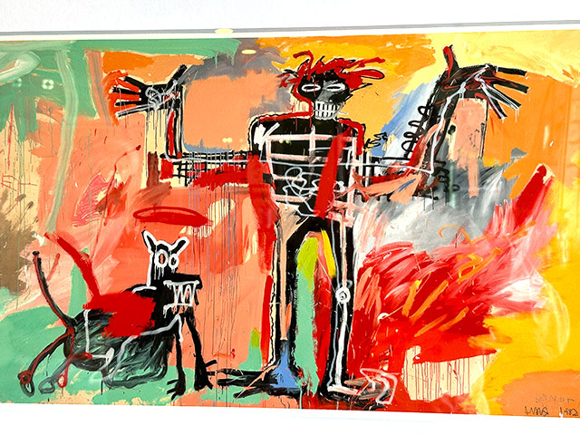 バスキア　アートフレーム　（Boy and Dog in a Johnnypump,1982）　ジャン=ミシェル・バスキア　木製額付　絵画ポスター　 ジークレー印刷