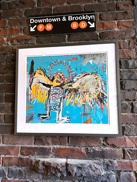 バスキア　アートフレーム（Untitled,1981/Fallen Angel）　ジャン=ミシェル・バスキア　木製額付き　絵画ポスター　ジークレー印刷