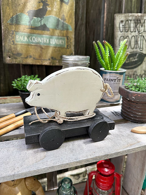 ブタのおもちゃ　木彫り人形　ウッドカービング　ピッグトイ ■ アメリカン雑貨 アメリカ雑貨 | 