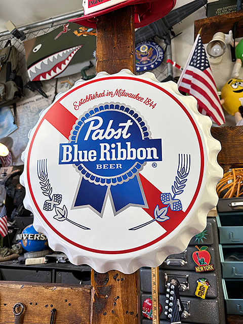 パブスト　ブルーリボン　ボトルキャップサイン　ブリキ看板　メタルサイン ■ アメリカン雑貨 アメリカ雑貨 | 
