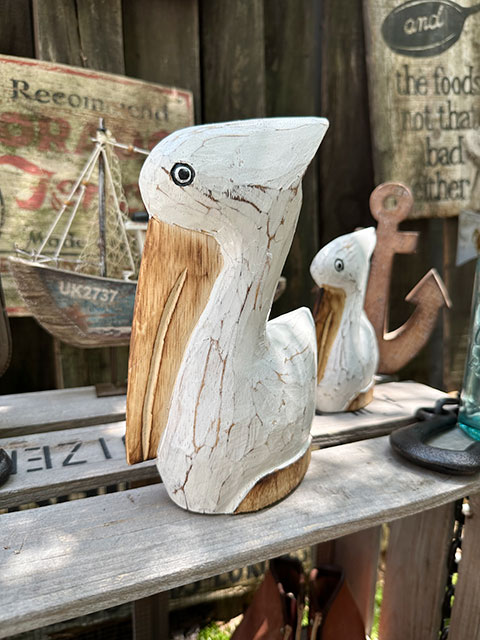ペリカン　木彫り人形　（Lサイズ）　単品　ウッドカービング　■　アメリカン雑貨　アメリカ雑貨 | 
