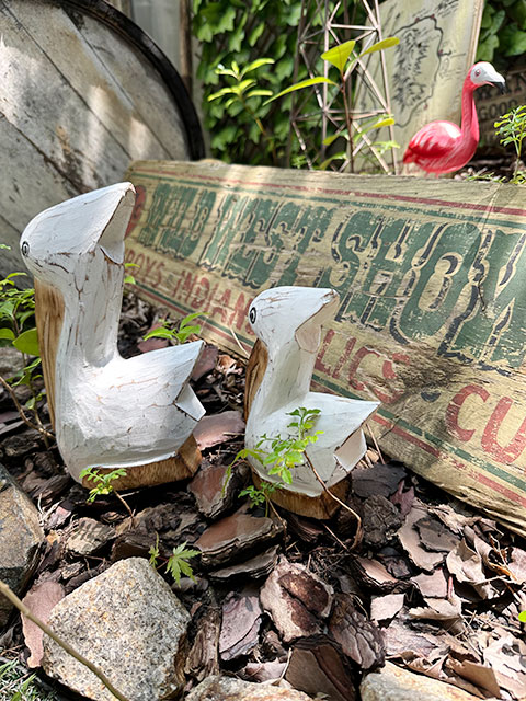 ペリカン 木彫り人形 （2体セット） ウッドカービング □ アメリカン