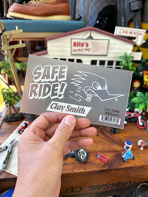 クレイスミス オフィシャル ステッカー （ホワイト SAFE RIDE!） 透明