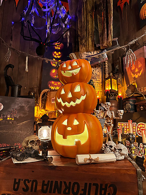 パンプキンランタン　トリプルフェイス　50cm　（Lサイズ）　ハロウィン　ジャック・オ・ランタン　3連ランタン　カボチャ　オバケ |  | 07