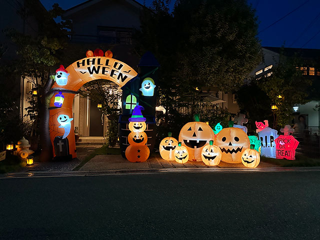 ハロウィン　6連ワイドパンプキン　エアーディスプレイ　Lサイズ　エアブロー　230cm ■ アメリカン雑貨 アメリカ雑貨 |  | 08