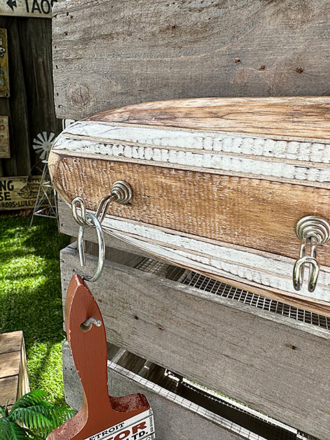 サーフボード　ウッド製　フックボード　（ブラウン/ホワイトライン）　■　アメリカン雑貨　アメリカ雑貨 |  | 03