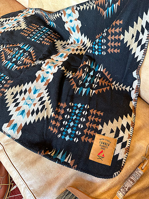 ランバー フリースブランケット Sサイズ（ナバホ柄/ブラック）70cm×100cm アメリカン雑貨 アメリカ雑貨 322912アメリカン
