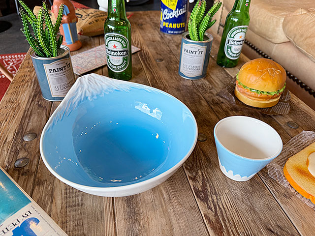 絶景を眺めながらすする素麺　富士山　そうめん鉢セット　陶器製　そうめん鉢+そばちょこのセット ■ アメリカン雑貨 アメリカ雑貨 爆買 | 