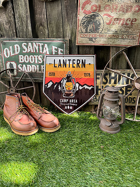 アウトドア キャンプ エンボスティンサイン （ランタン） ブリキ看板