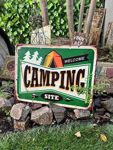 アウトドア　キャンプ　エンボスティンサイン　（キャンプサイト）　ブリキ看板　■　アメリカン雑貨　アメリカ雑貨 |  | 04