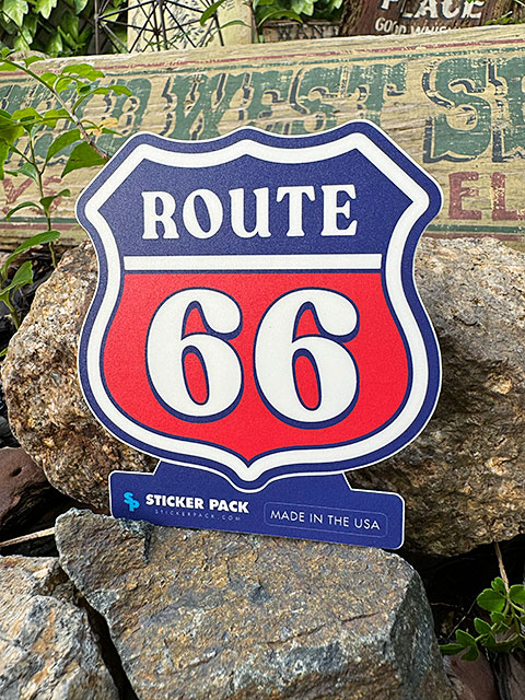 ステッカーパック　アウトドア　ステッカー　ルート66シリーズ　Lサイズ　（ルート66　レッド）　MADE IN U.S.A.　耐水＆耐光素材 | 