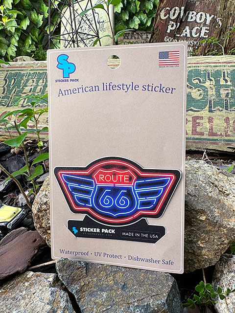 ステッカーパック　アウトドア　ステッカー　ルート66シリーズ　Lサイズ　（ルート66　ネオンサイン）　MADE IN U.S.A.　耐水＆耐光素材 |  | 01