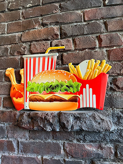 ハンバーガー＆ポテトセット　エンボスティンサイン　ブリキ看板　（リアルタッチ）　■　アメリカン雑貨　アメリカ雑貨 |  | 03