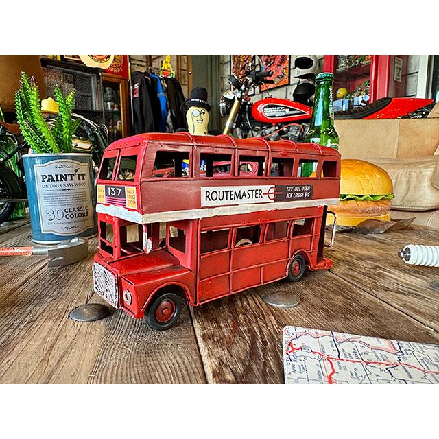 ロンドンバス　ルートマスター　ブリキオブジェ　Sサイズ　英国　イギリス　二階建てバス ■ アメリカン雑貨 アメリカ雑貨｜candytower