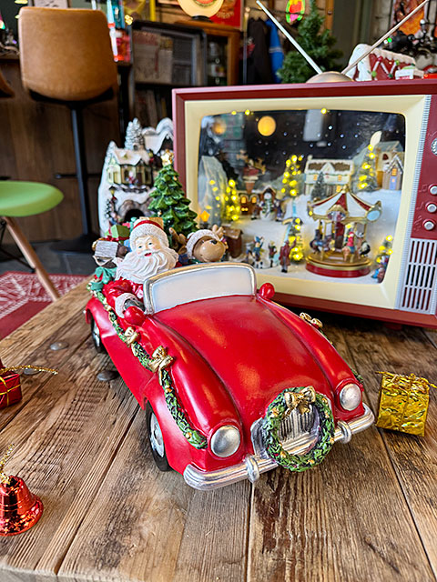 サンタクロース オープンカー クリスマスオブジェ □ アメリカン雑貨