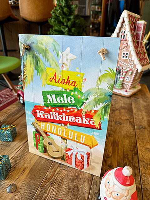 ハワイアンクリスマス　ウッドボード　ハンギングサイン　（インフォメーションサイン）　■　アメリカン雑貨　アメリカ雑貨 |  | 03