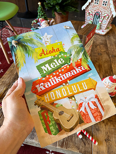 ハワイアンクリスマス　ウッドボード　ハンギングサイン　（インフォメーションサイン）　■　アメリカン雑貨　アメリカ雑貨 |  | 04