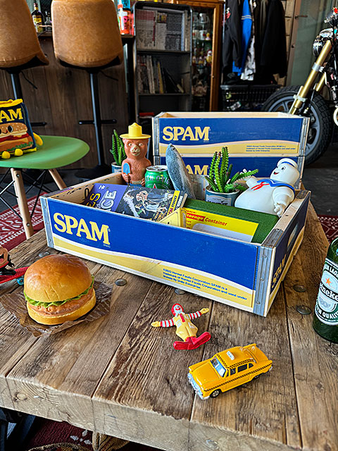 SPAM　スパム　ウッドクレート　ソーダ木箱　（イエロー＆ブルー）　単品　■ アメリカン雑貨 アメリカ雑貨 | 