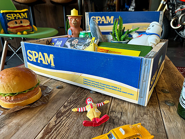 SPAM　スパム　ウッドクレート　ソーダ木箱　（イエロー＆ブルー）　単品　■ アメリカン雑貨 アメリカ雑貨 |  | 03