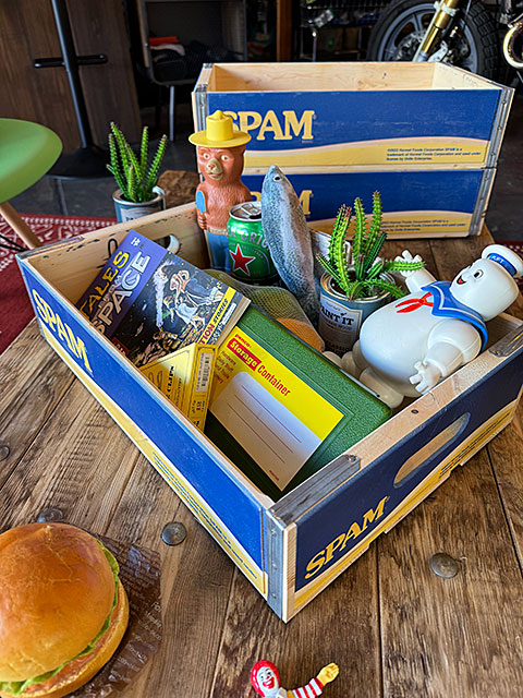 SPAM　スパム　ウッドクレート　ソーダ木箱　（イエロー＆ブルー）　単品　■ アメリカン雑貨 アメリカ雑貨 |  | 05