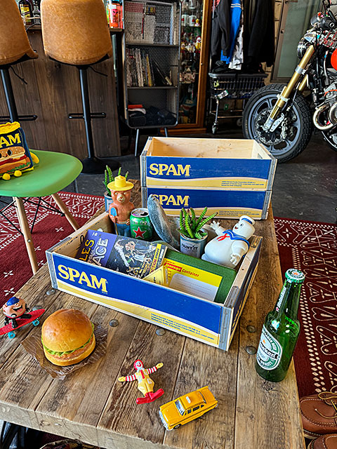 SPAM　スパム　ウッドクレート　ソーダ木箱　（イエロー＆ブルー）　単品　■ アメリカン雑貨 アメリカ雑貨 |  | 06