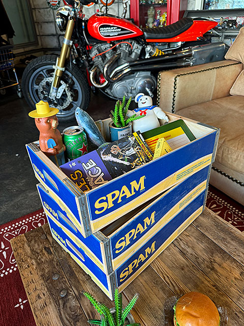 SPAM　スパム　ウッドクレート　ソーダ木箱　（イエロー＆ブルー）　単品　■ アメリカン雑貨 アメリカ雑貨 |  | 08
