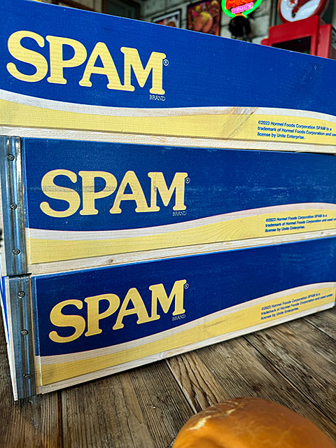 SPAM　スパム　ウッドクレート　ソーダ木箱　（イエロー＆ブルー）　単品　■ アメリカン雑貨 アメリカ雑貨 |  | 13