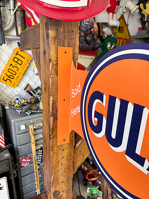 ガルフ サイド看板 両面プリント フランジメタルサイン GULF
