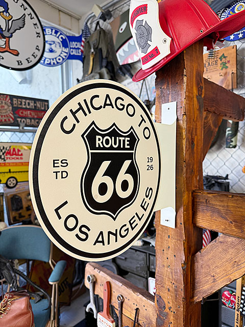 ルート66　サイド看板　両面プリント　フランジメタルサイン　（CHICAGO TO LOS ANGELES） ■ アメリカン雑貨 アメリカ雑貨 |  | 06