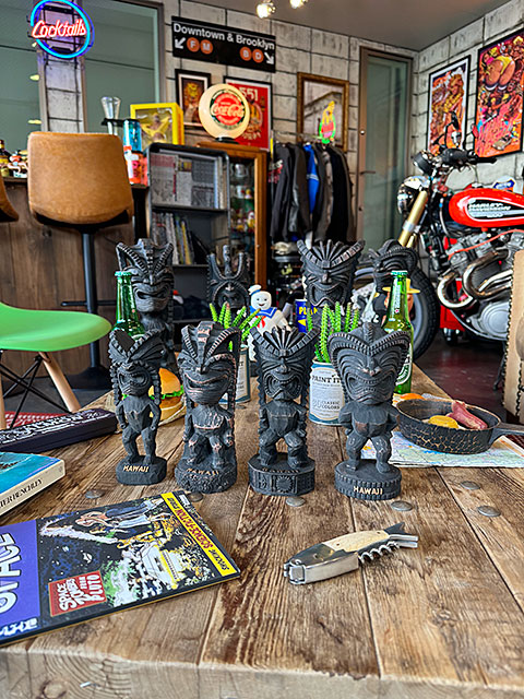 ハワイアン　フロアライト　バンブー　ラタン　tiki ティキ50s トロピカル ハパウッド ハワイアン ティキ Sサイズ （4体セット/ハッピー