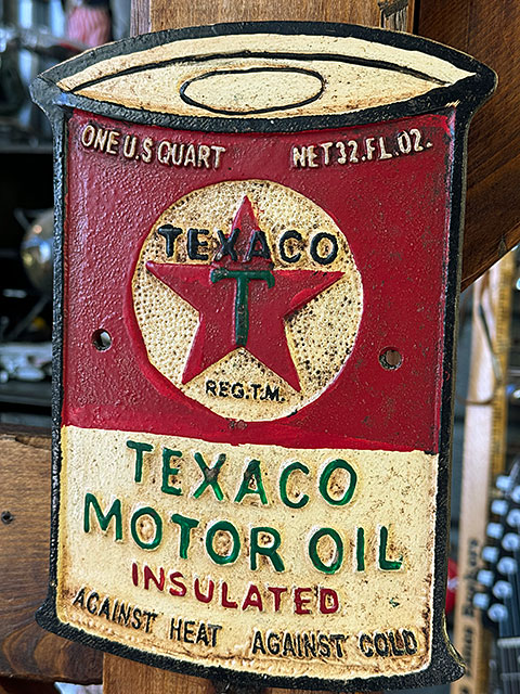 テキサコ オイル缶 キャストアイアンプレート ヴィンテージテイスト