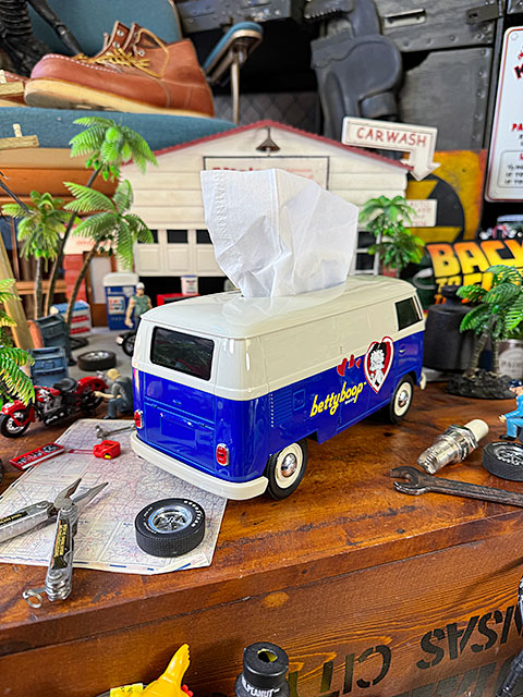 ベティ・ブープ　コラボモデル　ワーゲンバス　ティッシュボックス　（ツートンネイビー）　■　アメリカン雑貨　アメリカ雑貨 |  | 05