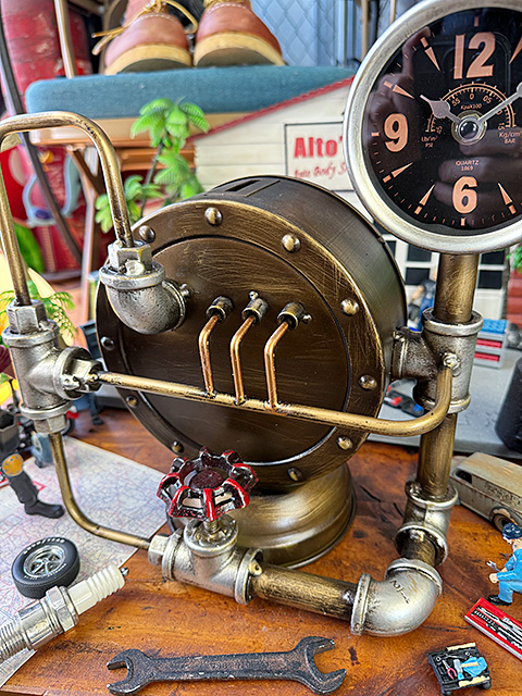 スチームパンク　スタンドクロック　（ブラック文字盤）　置き時計　貯金箱　■　アメリカン雑貨　アメリカ雑貨 |  | 09