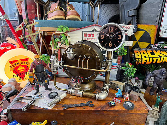 スチームパンク　スタンドクロック　（ブラック文字盤）　置き時計　貯金箱　■　アメリカン雑貨　アメリカ雑貨 |  | 11