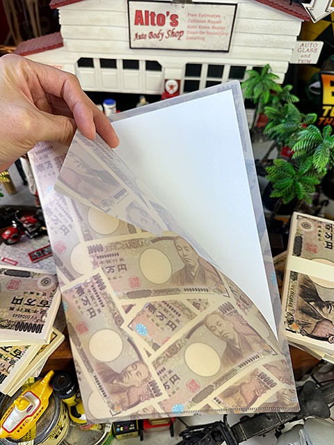 お金持ちは整理上手　金運アップ　招福万来　万札　クリアファイル　A4サイズ　壱万円札 ■ アメリカン雑貨 アメリカ雑貨 |  | 02