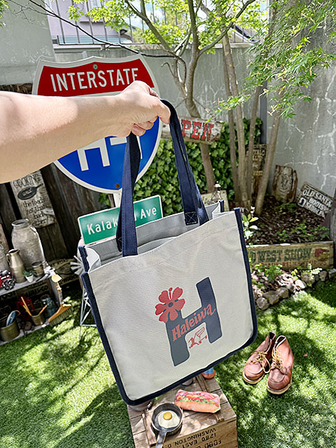 ハレイワ　キャンバストートバッグ　Lサイズ　（ライトグレー） ■ アメリカン雑貨 アメリカ雑貨 |  | 06