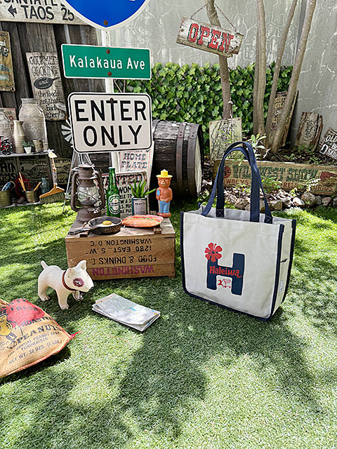 ハレイワ　キャンバストートバッグ　Lサイズ　（ライトグレー） ■ アメリカン雑貨 アメリカ雑貨 |  | 07