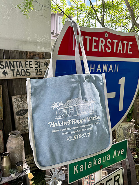 ハレイワ　キャンバストートバッグ　Lサイズ　（サックス） ■ アメリカ雑貨 アメリカン雑貨 | 