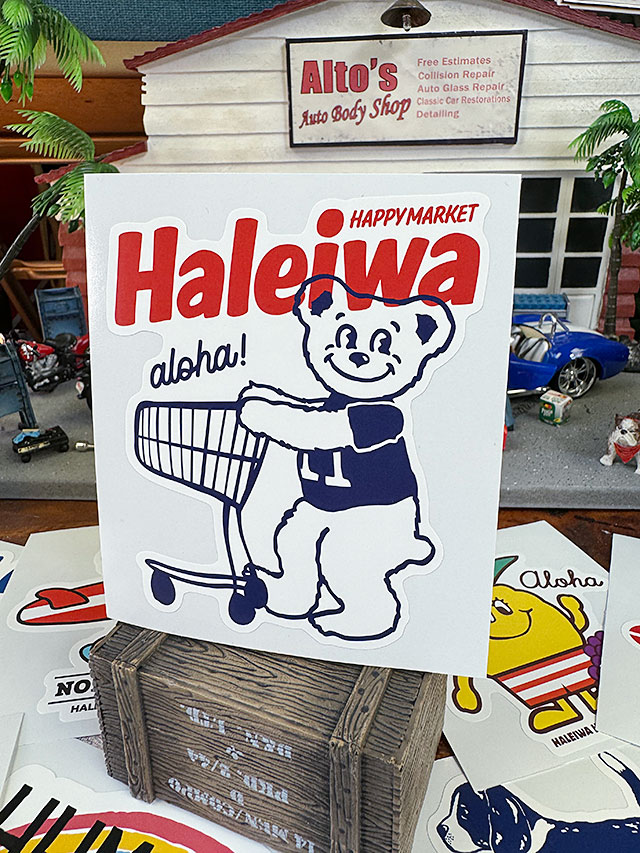ハレイワ　ハッピーマーケット　ステッカー　Lサイズ　（プッシュカートベアー/2401P） ■ アメリカン雑貨 アメリカ雑貨 | 