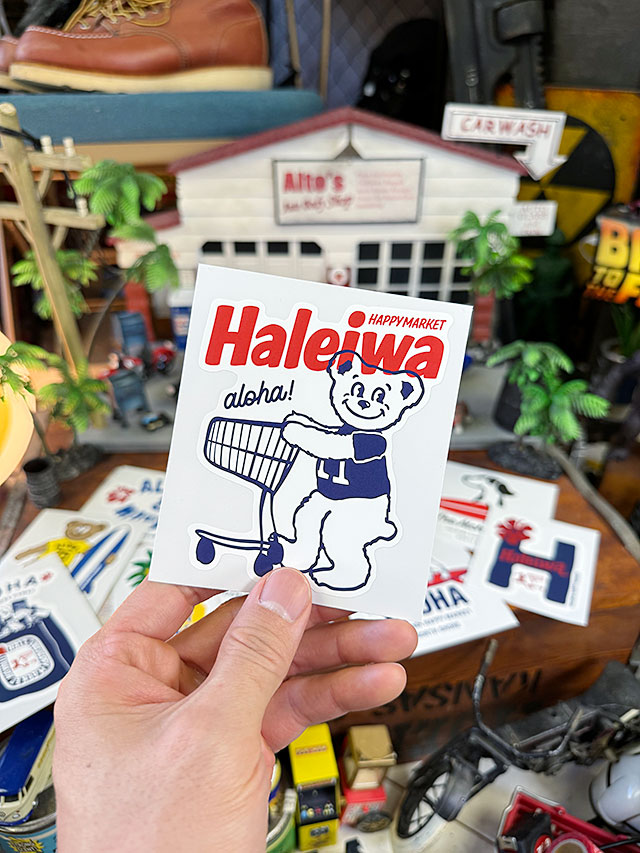 ハレイワ　ハッピーマーケット　ステッカー　Lサイズ　（プッシュカートベアー/2401P） ■ アメリカン雑貨 アメリカ雑貨 |  | 02