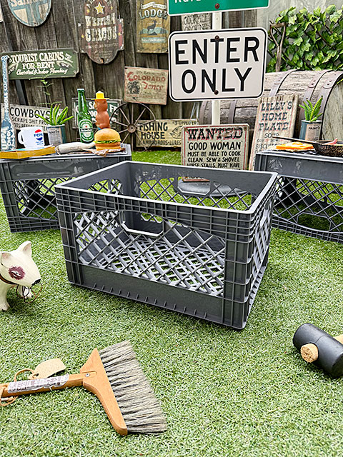 アメ雑屋さんがショップ什器としてよく使う　アメリカン　スタンダード　ミルククレート　（レクタングル/グレー）　単品 |  | 08