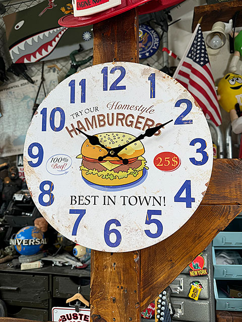 ハンバーガー　アンティーク　ウォールクロック ■ アメリカ雑貨 アメリカン雑貨 | 
