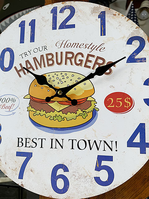 ハンバーガー　アンティーク　ウォールクロック ■ アメリカ雑貨 アメリカン雑貨 |  | 01