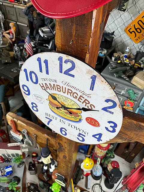 ハンバーガー　アンティーク　ウォールクロック ■ アメリカ雑貨 アメリカン雑貨 |  | 02